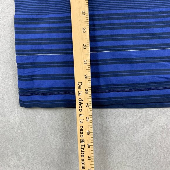 Lululemon Men Shirt Medium Blue Striped Crewneck Long Sleeve Performance Stretch - Picture 3 of 5